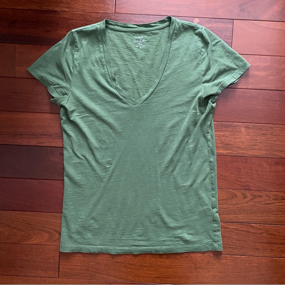 J Crew Slub Cotton Tee Size Small, Green